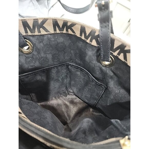 Michael Michael Kors MK Signature Khaki Canvas Tote Shoulder Bag 15X12X5 - Picture 10 of 16